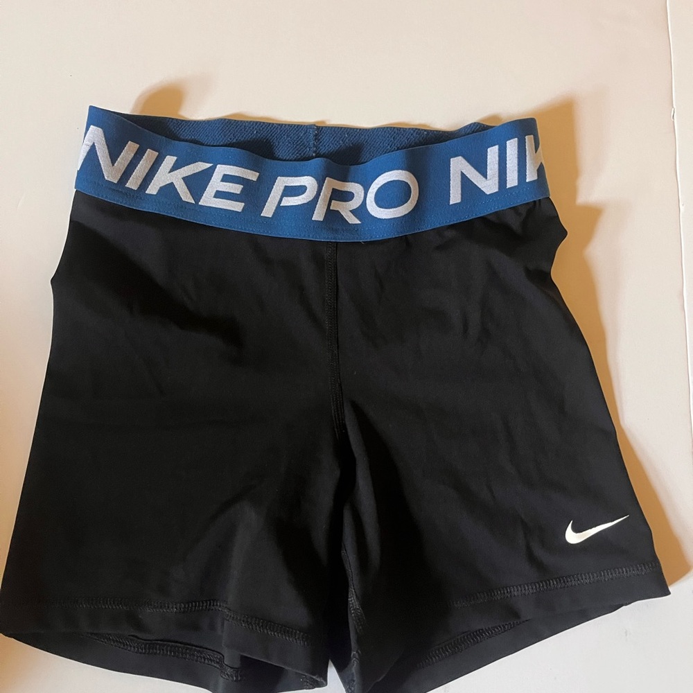 Nike Black Bike Shorts with Blue NIKE PRO Waistband